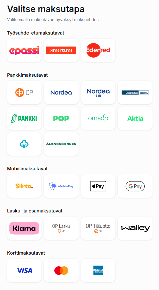 Lägg till finska betalmetoder i Kajabi: MobilePay, Paytrail och personalförmåner